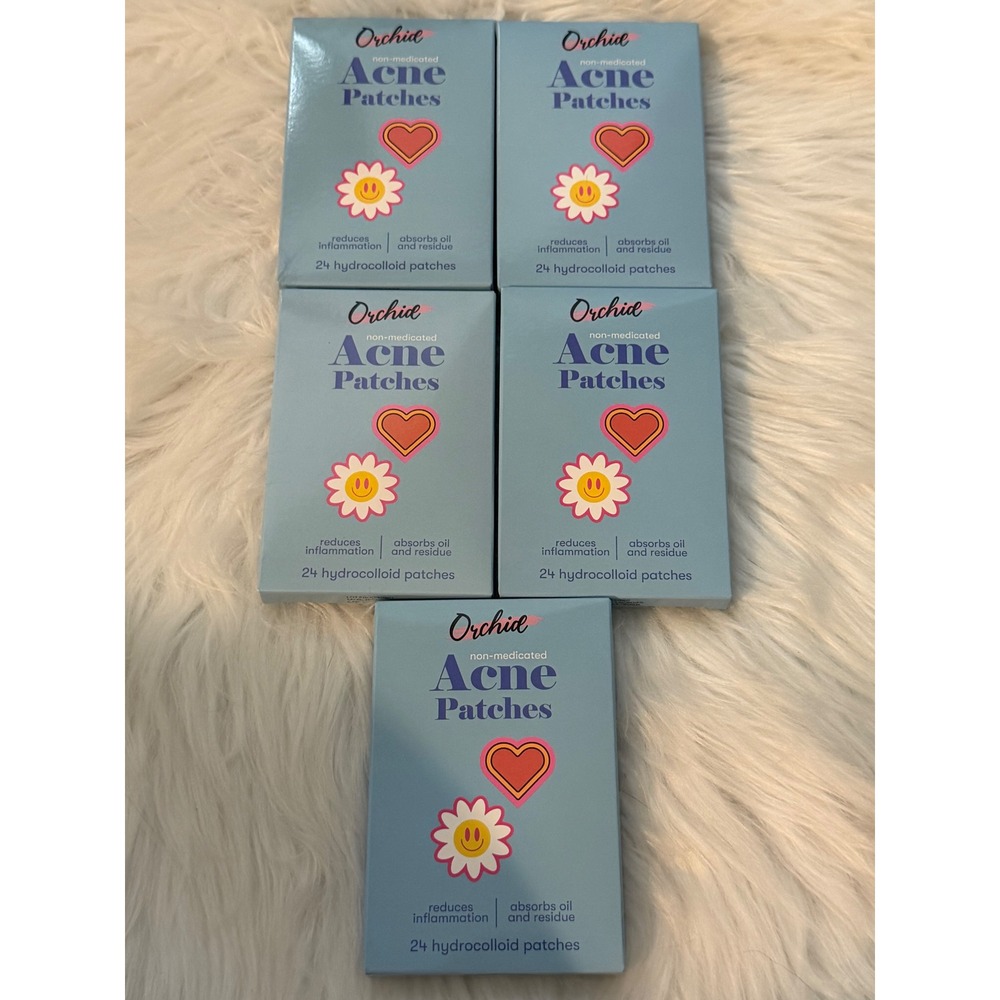 Orchid Acne Patches 5 Pack Hydrocolloid Heart Daisy Smiley Face 120 Count Total